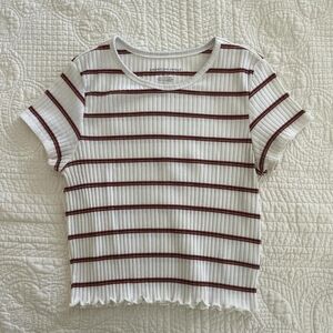 American Eagle Outfitters White Tee with Red Stripes